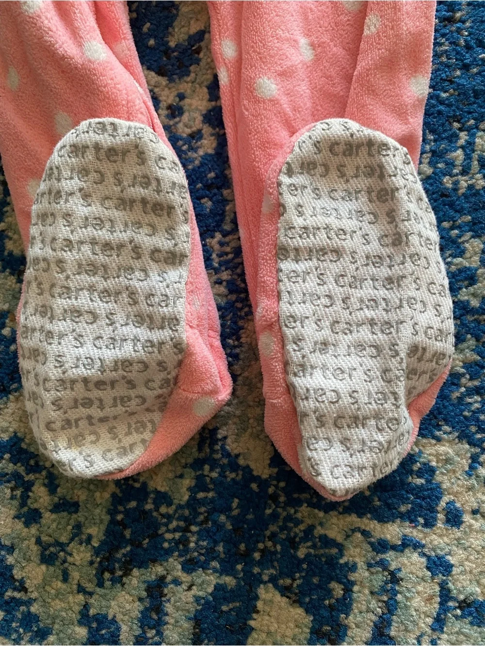 Carter's Pink Polka Dot Footed One-Piece with LOVE Applique